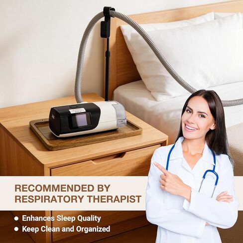 CPAP Hose Holder, Bedside CPAP Hose Hanger with Adjustable Height and Angle Hook for CPAP Mask & Hose, Retractable Holder Keep CPAP Accessories Tidy, Enhances Sleep Quality in Kuwait