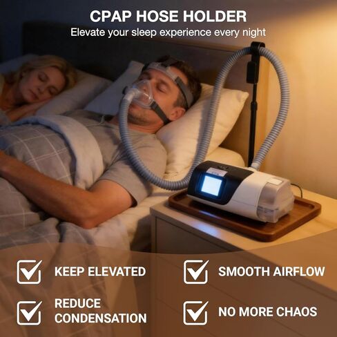 CPAP Hose Holder, Bedside CPAP Hose Hanger with Adjustable Height and Angle Hook for CPAP Mask & Hose, Retractable Holder Keep CPAP Accessories Tidy, Enhances Sleep Quality in Kuwait