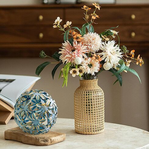 Metal Decorative Balls, Floral Design Orb Decorative Sphere for Shelves, Bowls, Centerpieces, Living Room, Bedroom and Office, Antique Blue in Saudi Arabia