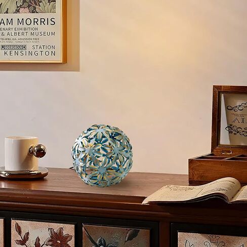Metal Decorative Balls, Floral Design Orb Decorative Sphere for Shelves, Bowls, Centerpieces, Living Room, Bedroom and Office, Antique Blue in Saudi Arabia