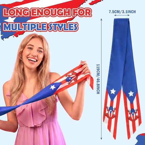 Unittype 6 Pack Puerto Rico Purse Scarf Handbags for Women Souvenirs Gift Scarfs Bags Band Hair Neck Scarves Silky Long Thin Satin Headscarf Fashion for Summer Handbag Decoration Multicolor in Kuwait
