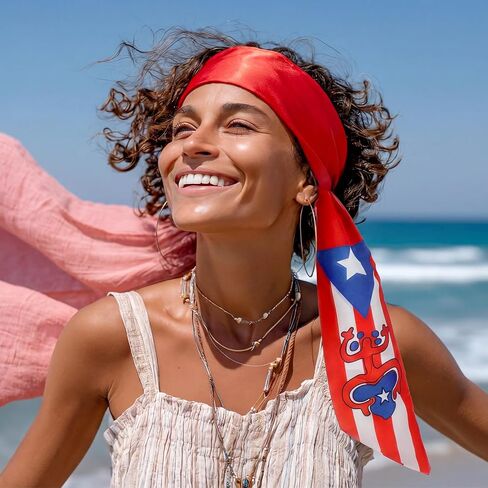 Unittype 6 Pack Puerto Rico Purse Scarf Handbags for Women Souvenirs Gift Scarfs Bags Band Hair Neck Scarves Silky Long Thin Satin Headscarf Fashion for Summer Handbag Decoration Multicolor in Kuwait