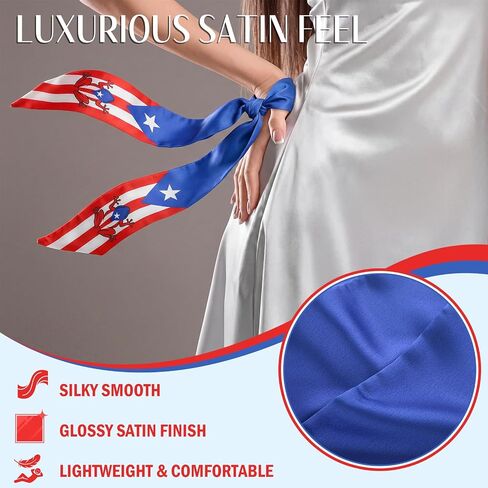 Unittype 6 Pack Puerto Rico Purse Scarf Handbags for Women Souvenirs Gift Scarfs Bags Band Hair Neck Scarves Silky Long Thin Satin Headscarf Fashion for Summer Handbag Decoration Multicolor in Kuwait