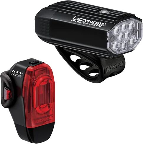 Lezyne Micro Drive 800+ and KTV Drive Pro+ Bicycle Light Set, Front and Rear Pair, 800/150 Lumen, White/Red LED, Road, Mountain, Gravel Bike, USB-C Rechargeable in Saudi Arabia