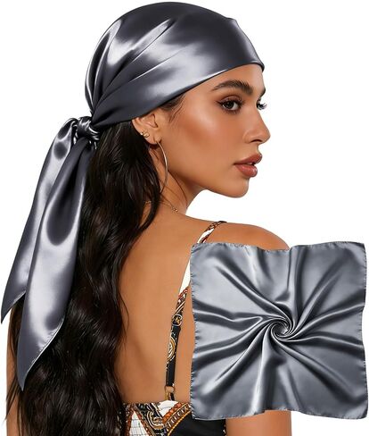 Sumolux Head Hair Scarf for Women 35" Like Satin Silk Scarf Hair Wrapping Night Bandana Large Square Scarves in Kuwait