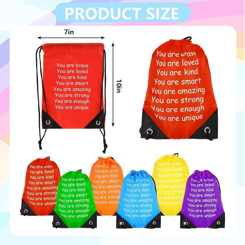 Whaline 36Pcs End of the Year Gifts Bags Inspirational Quote Drawstring Backpack Rainbow Graduation Candy Goodie Bag for Congrats Grad Back to School Birthday Party Favors Supplies in Kuwait