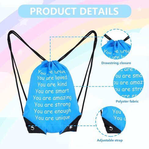 Whaline 36Pcs End of the Year Gifts Bags Inspirational Quote Drawstring Backpack Rainbow Graduation Candy Goodie Bag for Congrats Grad Back to School Birthday Party Favors Supplies in Kuwait