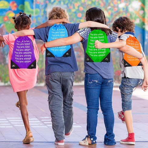 Whaline 36Pcs End of the Year Gifts Bags Inspirational Quote Drawstring Backpack Rainbow Graduation Candy Goodie Bag for Congrats Grad Back to School Birthday Party Favors Supplies in Kuwait