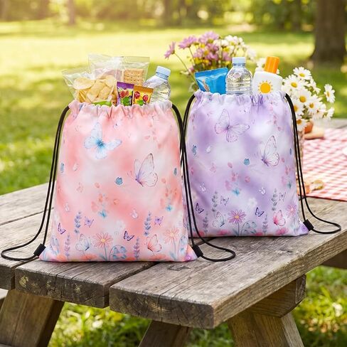 Tudomro 24 Pack Butterfly Drawstring Backpack Bulk Aesthetic Floral Butterfly Cinch Bags for Birthday Party Favors Bridal Shower Bachelorette Giveaways Gift Bags, 12 "x 10" in Kuwait
