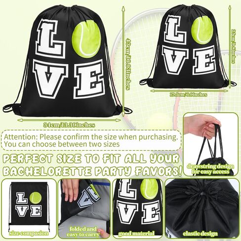 Pinkunn 20 Pcs Tennis Party Favor Bag 17 Inch Tennis Backpack Sport Drawstring Bag for Team Group Teacher Gift, Black(17 Inch,Black) in Kuwait
