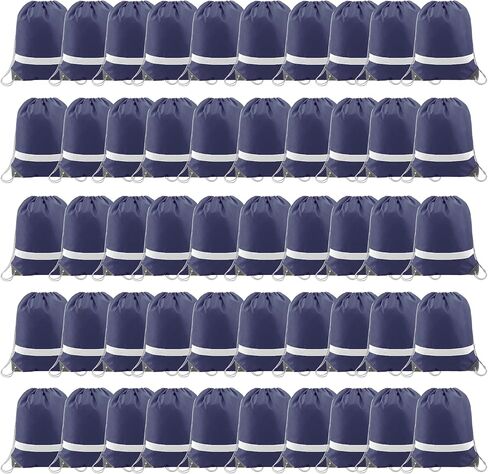 BeeGreen Reflective Drawstring Bags 50 Packs Navy Blue Large Drawstring Bags String Backpack for Gym Sports Trip with Reflective Strip Cinch Sack DIY for Women Men Team 50 Pieces in Saudi Arabia
