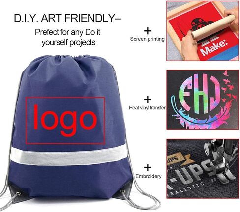 BeeGreen Reflective Drawstring Bags 50 Packs Navy Blue Large Drawstring Bags String Backpack for Gym Sports Trip with Reflective Strip Cinch Sack DIY for Women Men Team 50 Pieces in Saudi Arabia