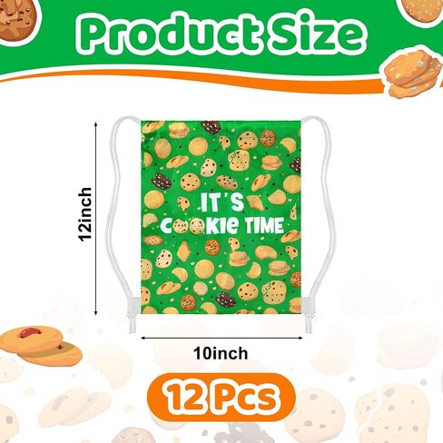 12 Pcs Troop Member Cookie Drawstring Backpacks Bulk String Bag Cinch Sack Pack Storage Knapsack Polyester Cookie Party Gift Bags Sports Drawstring Bags for Camping Troop Prize in Kuwait