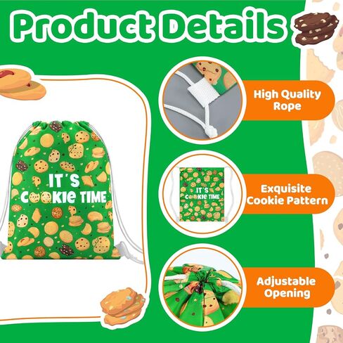 12 Pcs Troop Member Cookie Drawstring Backpacks Bulk String Bag Cinch Sack Pack Storage Knapsack Polyester Cookie Party Gift Bags Sports Drawstring Bags for Camping Troop Prize in Kuwait