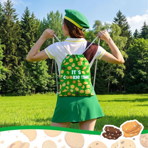 12 Pcs Troop Member Cookie Drawstring Backpacks Bulk String Bag Cinch Sack Pack Storage Knapsack Polyester Cookie Party Gift Bags Sports Drawstring Bags for Camping Troop Prize in Kuwait