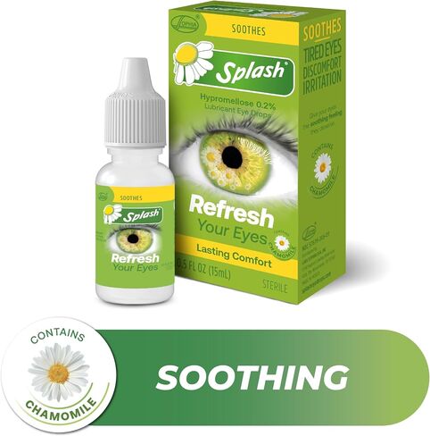 Splash Refresh Soothing Eyes Drops for Tired Eyes, Contains Chamomile, Daily Use 0.5 Fl Oz Bottle (Pack of 1) in Kuwait