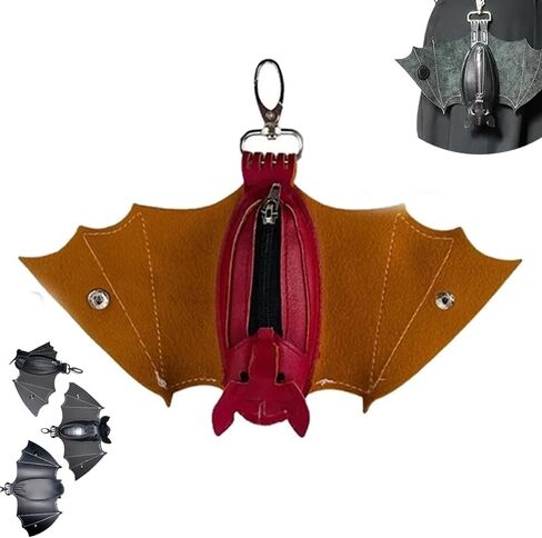 Bat coin purse, handmade bat-shaped coin purse with wings, Gothic leather bat wing key chain wallet, used for belt rings, backpacks or handbags.(1pcs) in Saudi Arabia