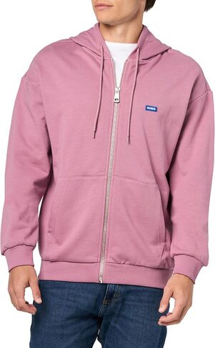 HUGO Men's Small Logo Block Cotton Zip Up Hooded Sweatshirt in Kuwait