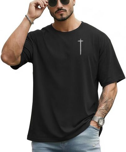 Men's Jesus Christian Shirts Christ Independence Day America Flag Patriotic Tshirts God Faith Regular Fit Casual Tops in Kuwait