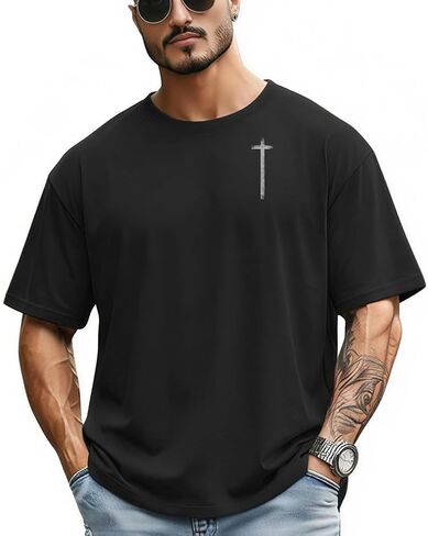 Men's Jesus Christian Shirts Christ Independence Day America Flag Patriotic Tshirts God Faith Regular Fit Casual Tops in Kuwait