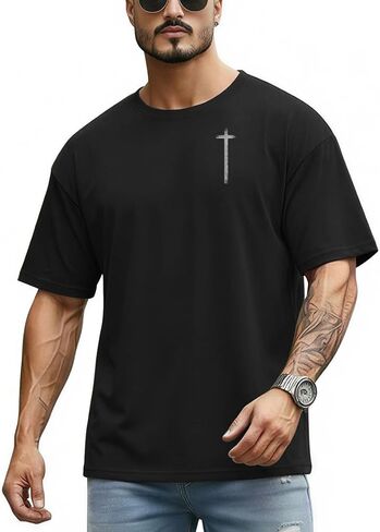 Men's Jesus Christian Shirts Christ Independence Day America Flag Patriotic Tshirts God Faith Regular Fit Casual Tops in Kuwait