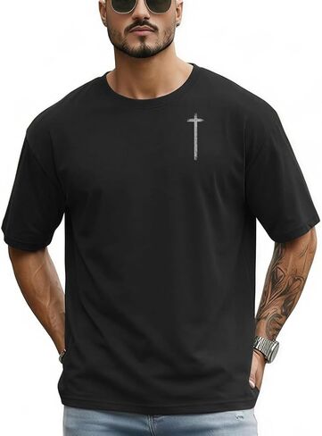 Men's Jesus Christian Shirts Christ Independence Day America Flag Patriotic Tshirts God Faith Regular Fit Casual Tops in Kuwait