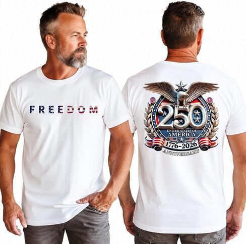 Freedom 250th Anniversary Shirt,USA 250 Years Independence Apparel, White in Kuwait