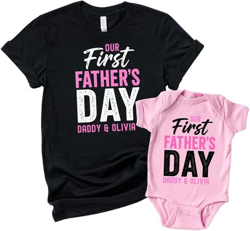 First Fathers Day Shirt Dad and Baby Matching Outfit Our First Fathers Day Daddy and Me Set New Dad Gift from Daughter 2026 Multicolor in Kuwait