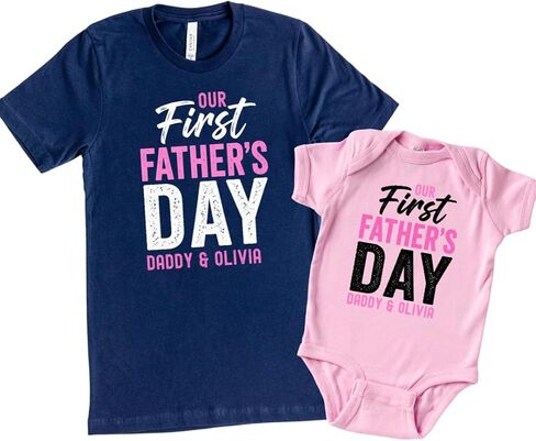 First Fathers Day Shirt Dad and Baby Matching Outfit Our First Fathers Day Daddy and Me Set New Dad Gift from Daughter 2026 Multicolor in Kuwait