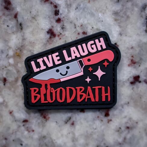 رقعة الروح المعنوية من مادة PVC من Live Laugh Bloodbath - تصميم تكتيكي فكاهي داكن مع دعامة خطافية in Kuwait