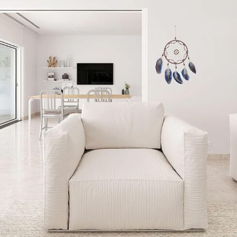Blue Dream Catcher, Handmade Rattan Large Dreamcatcher Ornaments with Feathers and ABS Beads, Hanging Wall Decoration for Bedroom, Living Room to Have a Good Mood and Sleep (Blue) in Kuwait