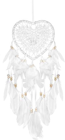 Dream Catcher,Lovely Heart Shape Dreamcatcher Handmade Lace Dream Catcher Feather Bead Wall Hanging Boho Woven Art Ornament Gift Craft Dreamcatcher Wind Chimes for Home Children Bedroom Decor (Pink) in Saudi Arabia