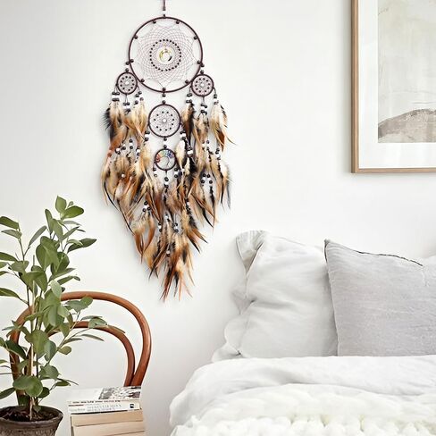 Dream Catchers for Adults,Large Dream Catchers for Bedroom,Brown Boho Dream Catcher Wall Decor Tree of Life Suncatcher Hanging Decoration Festival in Saudi Arabia