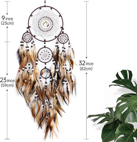 Dream Catchers for Adults,Large Dream Catchers for Bedroom,Brown Boho Dream Catcher Wall Decor Tree of Life Suncatcher Hanging Decoration Festival in Saudi Arabia