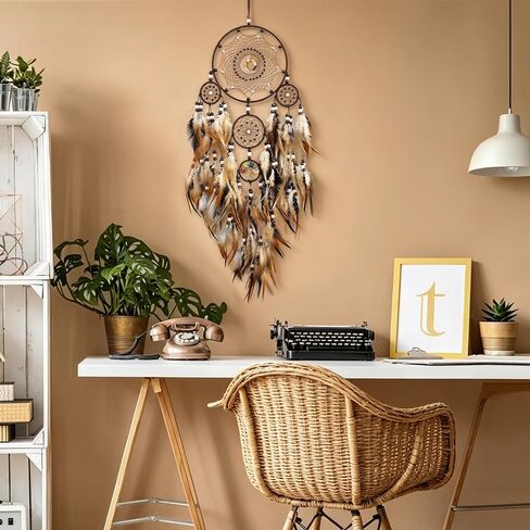 Dream Catchers for Adults,Large Dream Catchers for Bedroom,Brown Boho Dream Catcher Wall Decor Tree of Life Suncatcher Hanging Decoration Festival in Saudi Arabia