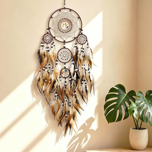 Dream Catchers for Adults,Large Dream Catchers for Bedroom,Brown Boho Dream Catcher Wall Decor Tree of Life Suncatcher Hanging Decoration Festival in Saudi Arabia