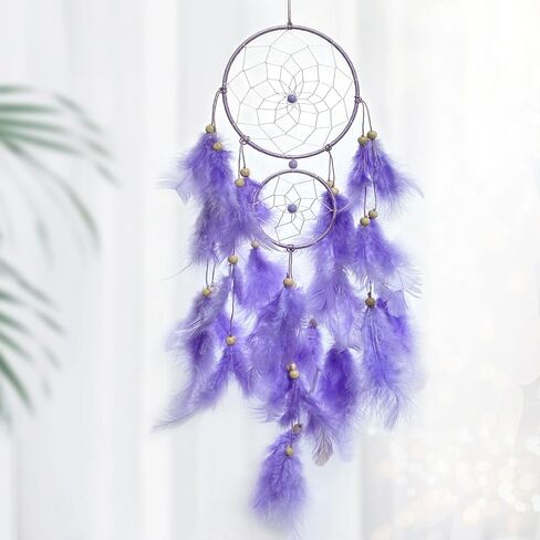 Purple Dream Catcher, Dreamcatcher for Girls,Handmade Feather Mobile Wall Decor Hanging for Girl Women Bedroom Dorm Room Decorations Home Ornament Birthday Festival Craft Gift in Saudi Arabia