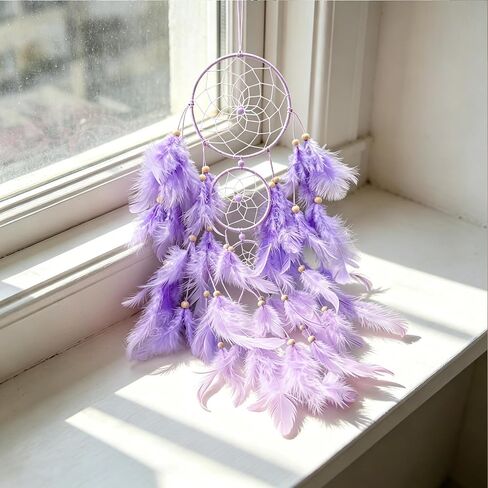 Purple Dream Catcher, Dreamcatcher for Girls,Handmade Feather Mobile Wall Decor Hanging for Girl Women Bedroom Dorm Room Decorations Home Ornament Birthday Festival Craft Gift in Saudi Arabia
