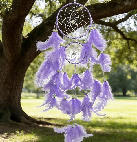 Purple Dream Catcher, Dreamcatcher for Girls,Handmade Feather Mobile Wall Decor Hanging for Girl Women Bedroom Dorm Room Decorations Home Ornament Birthday Festival Craft Gift in Saudi Arabia