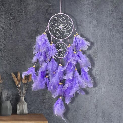 Purple Dream Catcher, Dreamcatcher for Girls,Handmade Feather Mobile Wall Decor Hanging for Girl Women Bedroom Dorm Room Decorations Home Ornament Birthday Festival Craft Gift in Saudi Arabia
