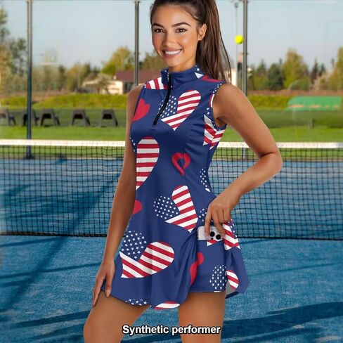 American Design Golf Dress Tennis Outfits for Women, Tennis Golf Dresses with Built in Shorts and Pockets in Saudi Arabia