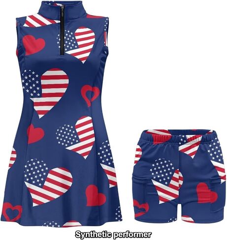 American Design Golf Dress Tennis Outfits for Women, Tennis Golf Dresses with Built in Shorts and Pockets in Saudi Arabia
