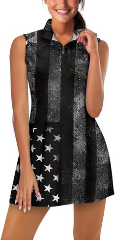 American Design Golf Dress Tennis Outfits for Women, Tennis Golf Dresses with Built in Shorts and Pockets in Saudi Arabia