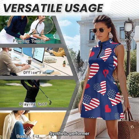 American Design Golf Dress Tennis Outfits for Women, Tennis Golf Dresses with Built in Shorts and Pockets in Saudi Arabia