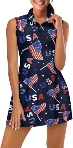 American Design Golf Dress Tennis Outfits for Women, Tennis Golf Dresses with Built in Shorts and Pockets in Saudi Arabia