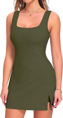 JoyGirl Athletic Dress for Women with Shorts Sleeveless U Neck Tennis Golf Workout Dresses with Pockets in Kuwait