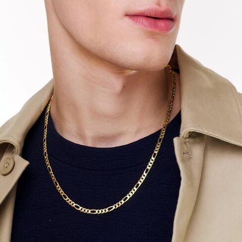 8mm Gold Figaro Link Chain Necklace for Men ＆ Women，14K Gold Chain Necklace for Women & Men Chains for Mens Figaro Chains Necklaces,Dainty Jewelry Gifts Size 18/20/ 22/ 24in in Saudi Arabia