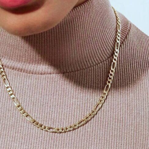8mm Gold Figaro Link Chain Necklace for Men ＆ Women，14K Gold Chain Necklace for Women & Men Chains for Mens Figaro Chains Necklaces,Dainty Jewelry Gifts Size 18/20/ 22/ 24in in Saudi Arabia