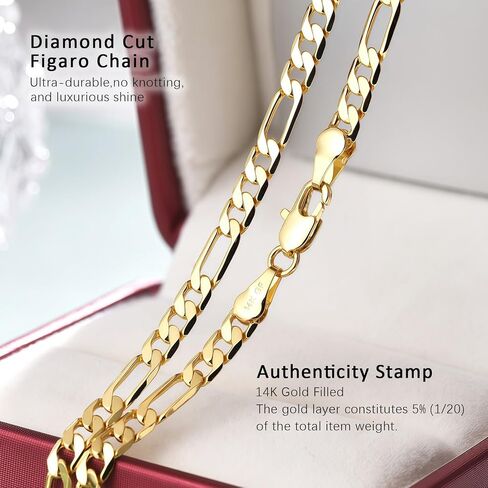 8mm Gold Figaro Link Chain Necklace for Men ＆ Women，14K Gold Chain Necklace for Women & Men Chains for Mens Figaro Chains Necklaces,Dainty Jewelry Gifts Size 18/20/ 22/ 24in in Saudi Arabia