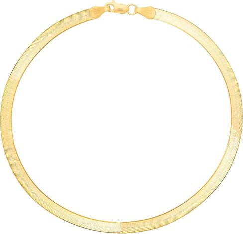 Floreo 14k Yellow Gold 6mm Solid Herringbone Chain Bracelet or Anklet 7 Inch in Saudi Arabia